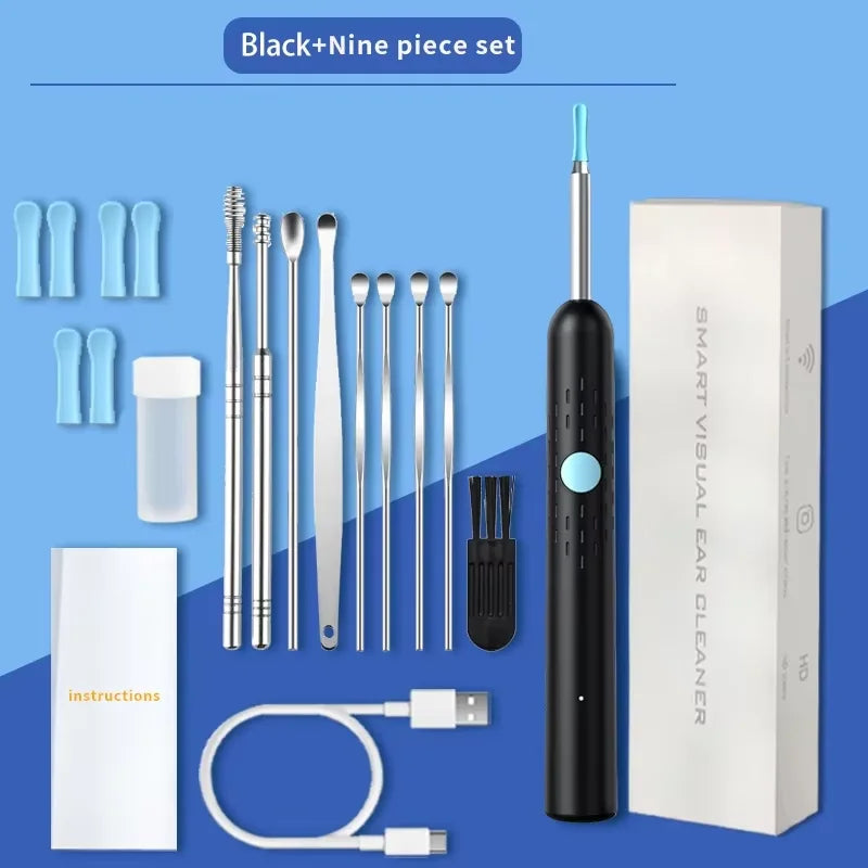 Smart HD Visual Ear Cleaner - 1080P Wireless Otoscope with Silicone Ear Wax Removal Kit