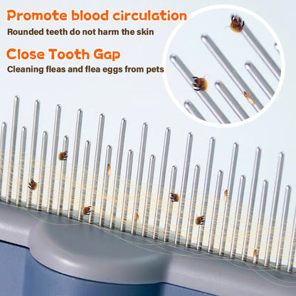 Self-Cleaning Pet Flea Comb & Grooming Brush