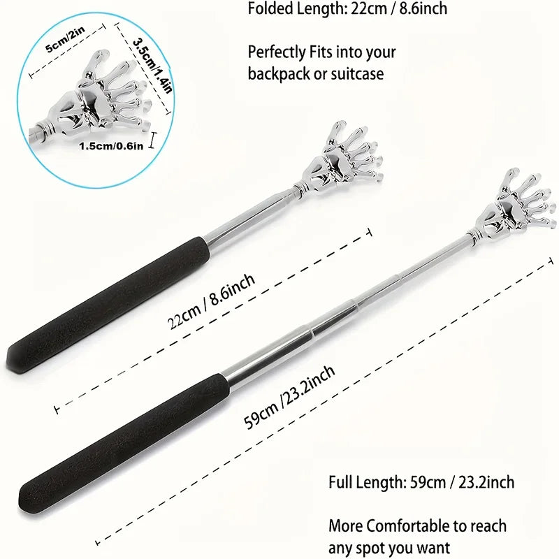 Extendable Stainless Steel Back Scratcher - Portable & Telescopic
