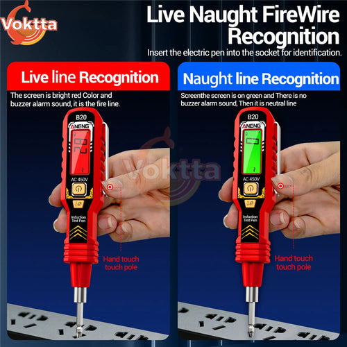 Smart Digital Voltage Tester Pen - Non-Contact AC Voltage Detector with LCD Display & Flashlight