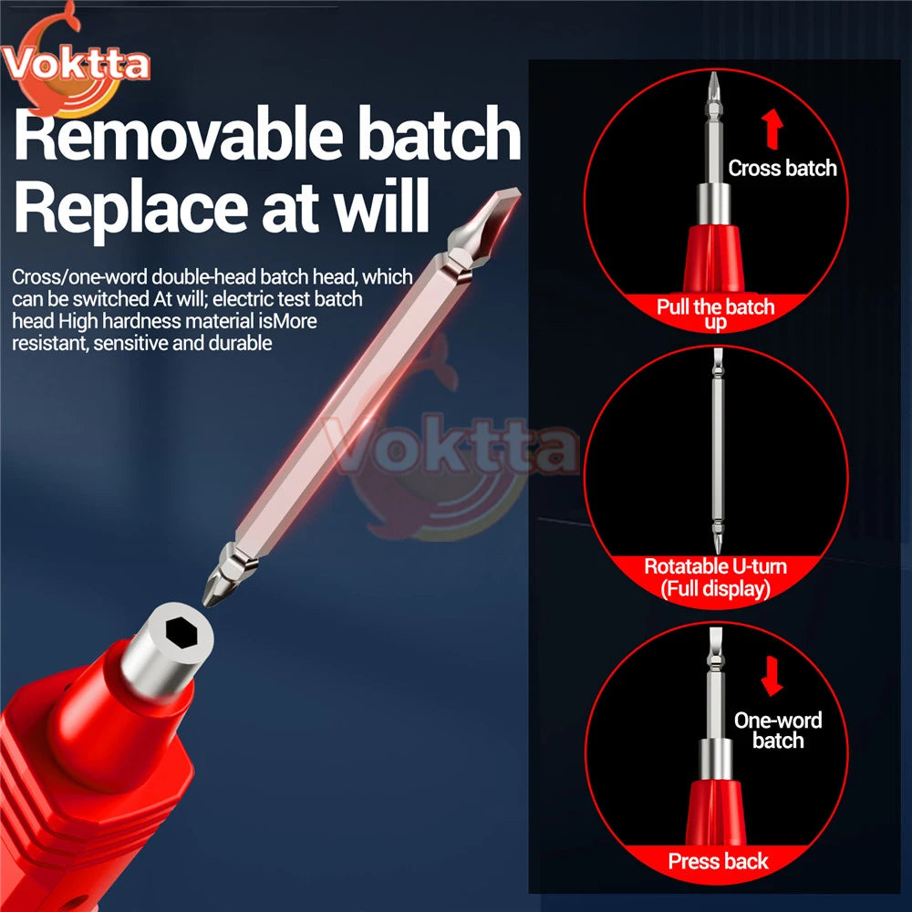 Smart Digital Voltage Tester Pen - Non-Contact AC Voltage Detector with LCD Display & Flashlight