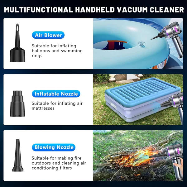 High-Power Cordless Portable Vacuum - 9000Pa Suction Mini Handheld Cleaner for Car & Home