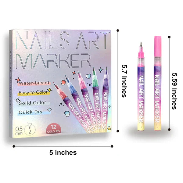 Stylos 3D Nail Art 12 couleurs – Des ongles parfaits comme en salon à la maison ✅
