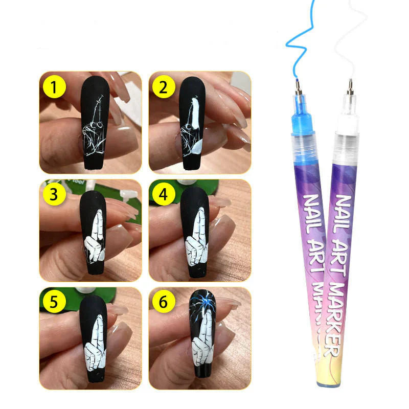 Stylos 3D Nail Art 12 couleurs – Des ongles parfaits comme en salon à la maison ✅