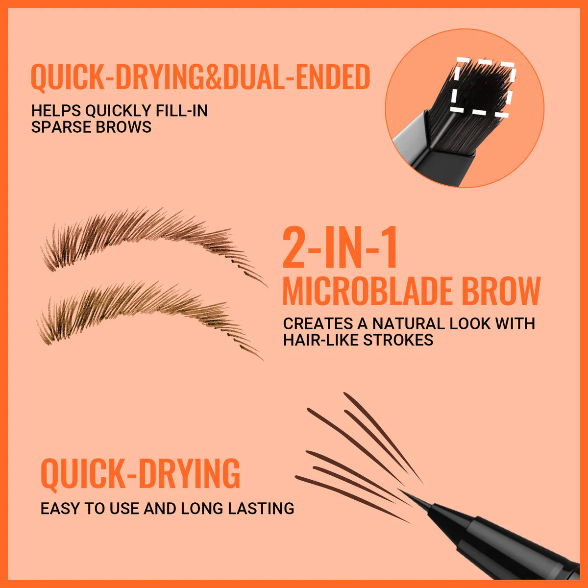 Crayon à sourcils 2-en-1 effet microblading 3D + brosse carrée 🔥 Des sourcils effet « microblading » naturels en quelques secondes — même pour les débutants ✅