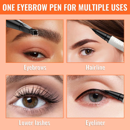 Crayon à sourcils 2-en-1 effet microblading 3D + brosse carrée 🔥 Des sourcils effet « microblading » naturels en quelques secondes — même pour les débutants ✅
