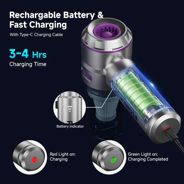 High-Power Cordless Portable Vacuum - 9000Pa Suction Mini Handheld Cleaner for Car & Home