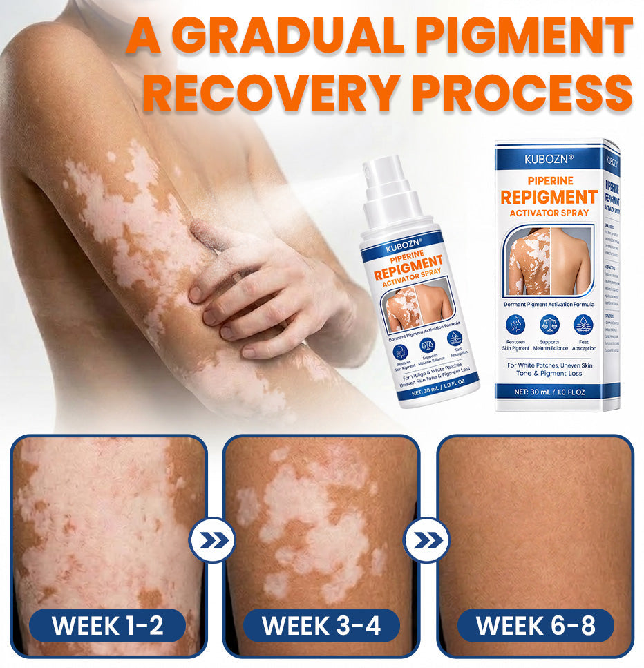 ⚡KUBOZN® Spray activateur de repigmentation à la pipérine pour réactiver les cellules pigmentaires dormantes et restaurer la couleur naturelle de la peau