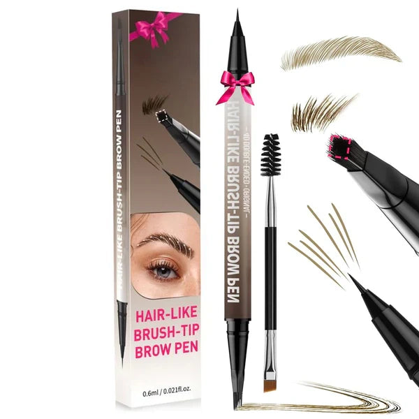Crayon à sourcils 2-en-1 effet microblading 3D + brosse carrée 🔥 Des sourcils effet « microblading » naturels en quelques secondes — même pour les débutants ✅