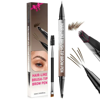 Crayon à sourcils 2-en-1 effet microblading 3D + brosse carrée 🔥 Des sourcils effet « microblading » naturels en quelques secondes — même pour les débutants ✅